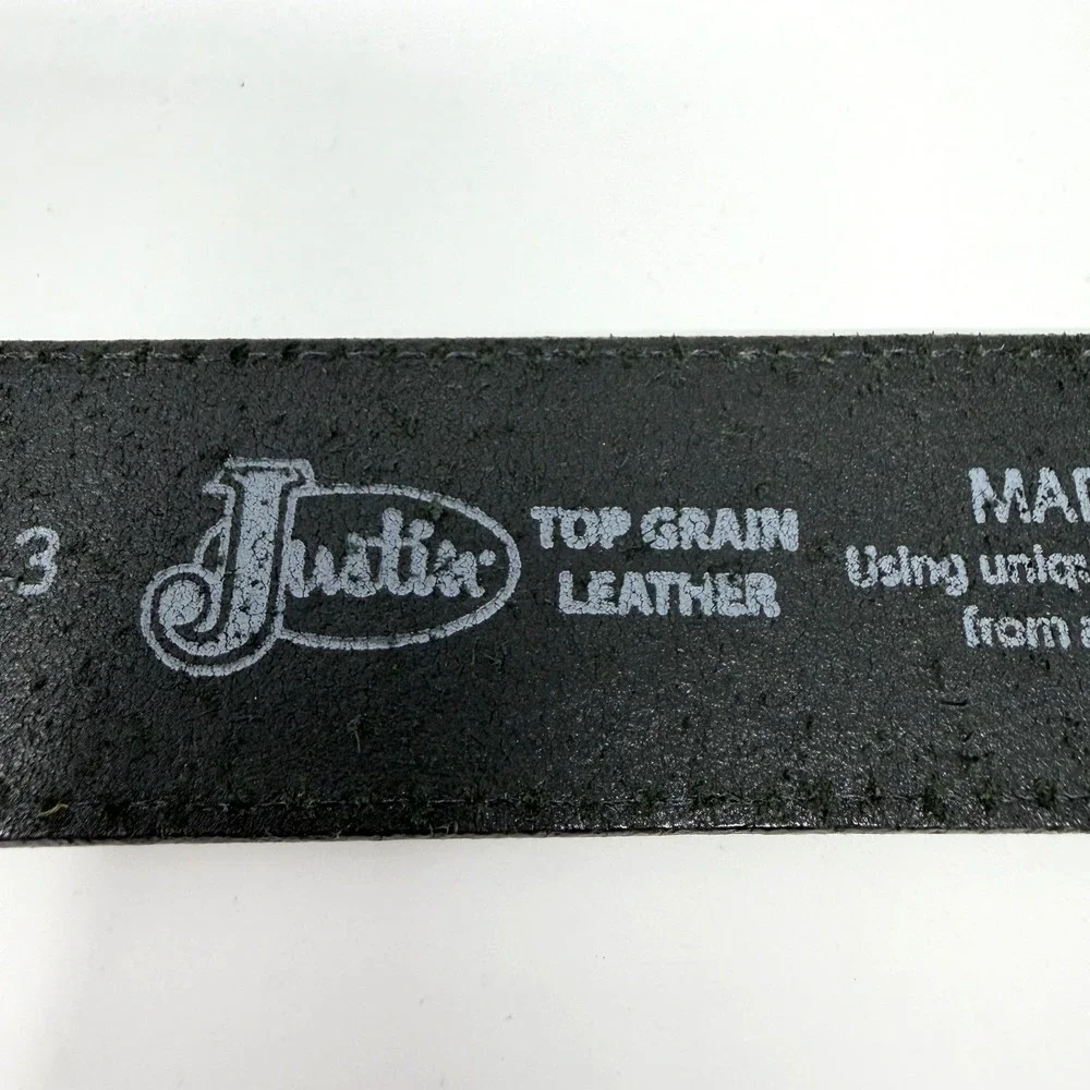 Justin C11743 Bomber Leather Belt Bent Rail Top Grain Black Size 42
